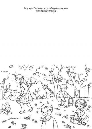 Easter Egg Hunt Colouring Card 2