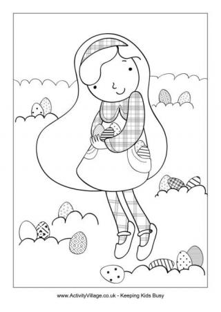 Easter Egg Hunt Colouring Page 