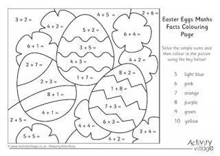 Easter Eggs Maths Facts Colouring Page