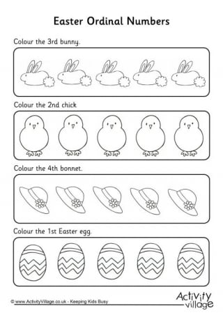 Easter Ordinal Numbers Worksheet 1