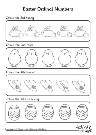 Easter Ordinal Numbers Worksheet 1