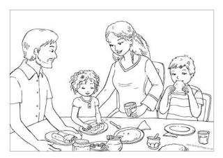 Eating Pancakes Colouring Page