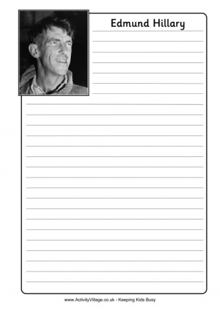 Edmund Hillary Notebooking Page