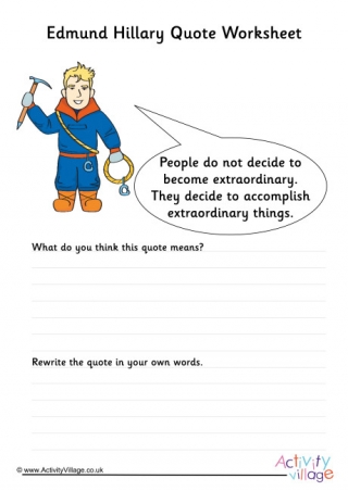 Edmund Hillary Quote Worksheet