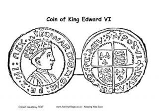 Edward VI Coins Colouring Page