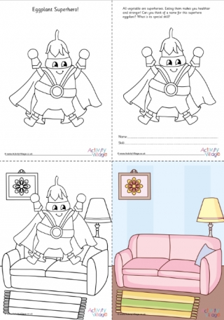 Eggplant Superhero Colouring Set