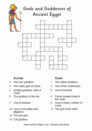 Egyptian Gods Crossword