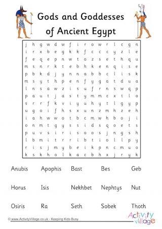 Egyptian Gods Word Search Puzzle