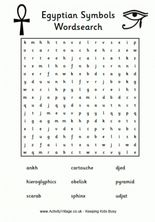 Egyptian Symbols Word Search Puzzle