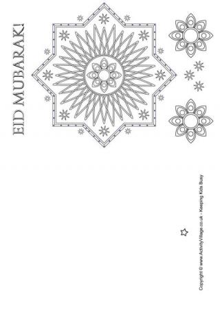 Eid Mubarak Colouring Card 1