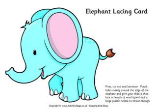 Elephant Lacing Card 2