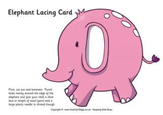 Elephant Lacing Card 