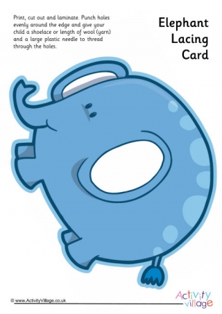 Elephant Lacing Card 4