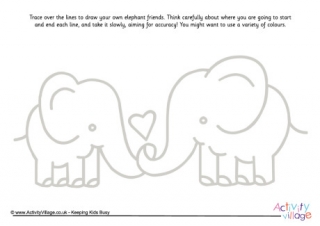 Elephant Valentines Pencil Control