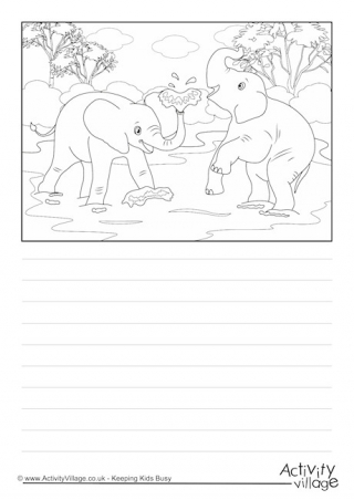 Elephants Scene Story Paper