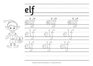 Elf Handwriting Worksheet