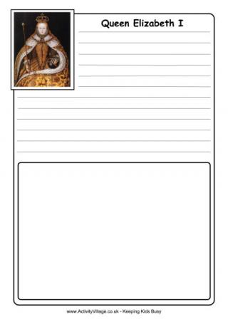 Elizabeth I Notebooking Page