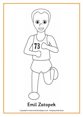 Emil Zatopek Colouring Page