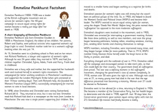 Emmeline Pankhurst Factsheet