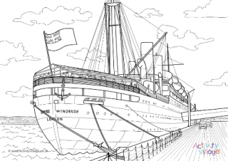 Empire Windrush Colouring Page