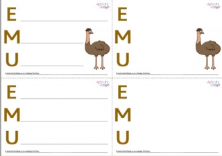 Emu Acrostic Poem Printable