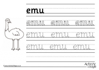 Emu Handwriting Worksheet