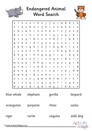 Endangered Animal Word Search