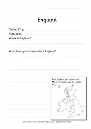 England Worksheet