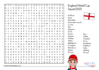 England World Cup Squad 2022 Word Search