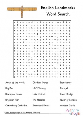 English Landmarks Word Search