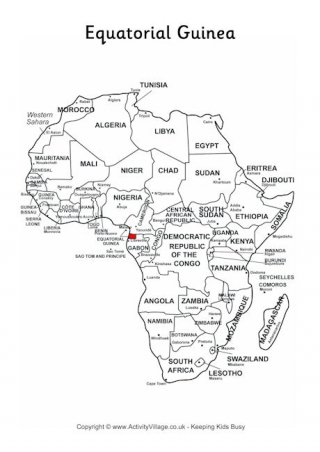 Equatorial Guinea on map of Africa