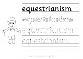 Equestrianism Handwriting Worksheet