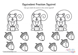 Equivalent Fractions Worksheet - Squirrels