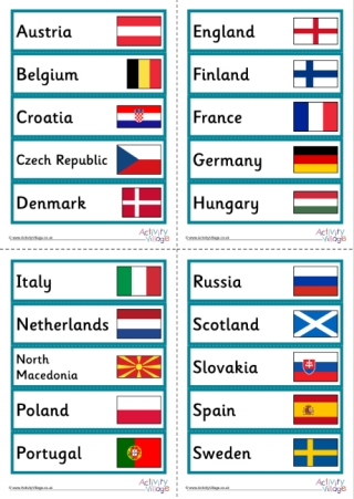 Euro 2020 country flag bookmarks