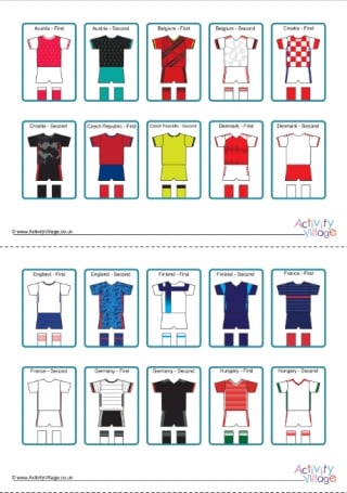 Euro 2020 country kit cards