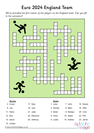 Euro 2024 England Team Crossword