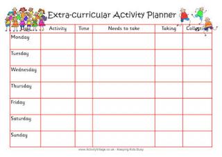 Extra Curricular Activity Planner 3