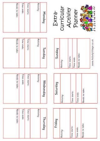 Extra Curricular Activity Planner - Booklet