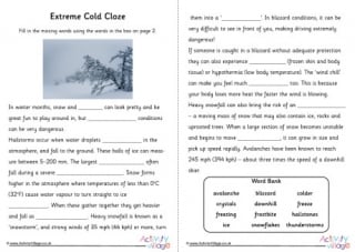 Extreme Cold Cloze
