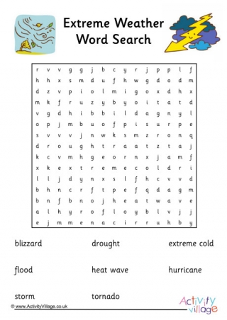 Extreme Weather Word Search