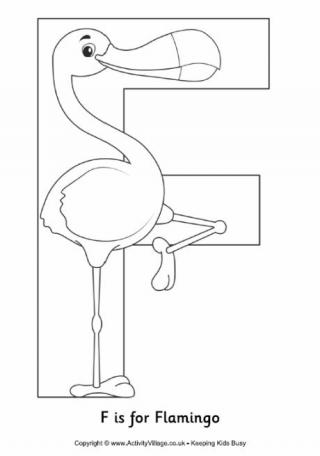F is for Flamingo Colouring Page