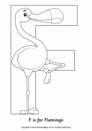 F is for Flamingo Colouring Page
