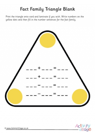 Fact Family Triangle Blank