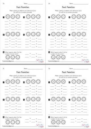Fact Family Worksheets Set 2