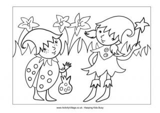 Fairy and Ladybird Colouring Page