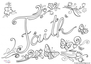 Faith Word Colouring Page