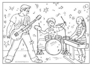 Family Band Colouring Page