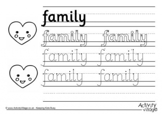 Family Handwriting Worksheet