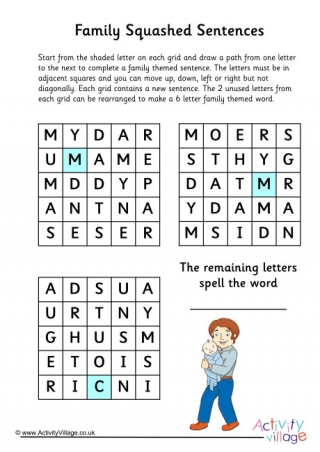 Family Squashed Sentences Puzzle