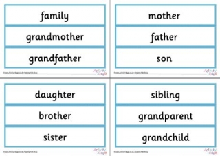 Family Word Cards Extra Large